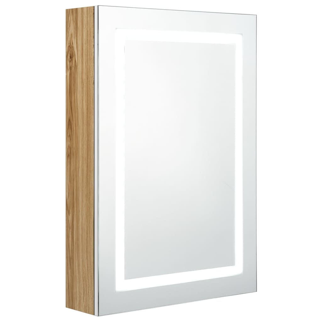 Baderomsspeil LED Speilskap til bad Hvit og Eik 50x13x70 cm