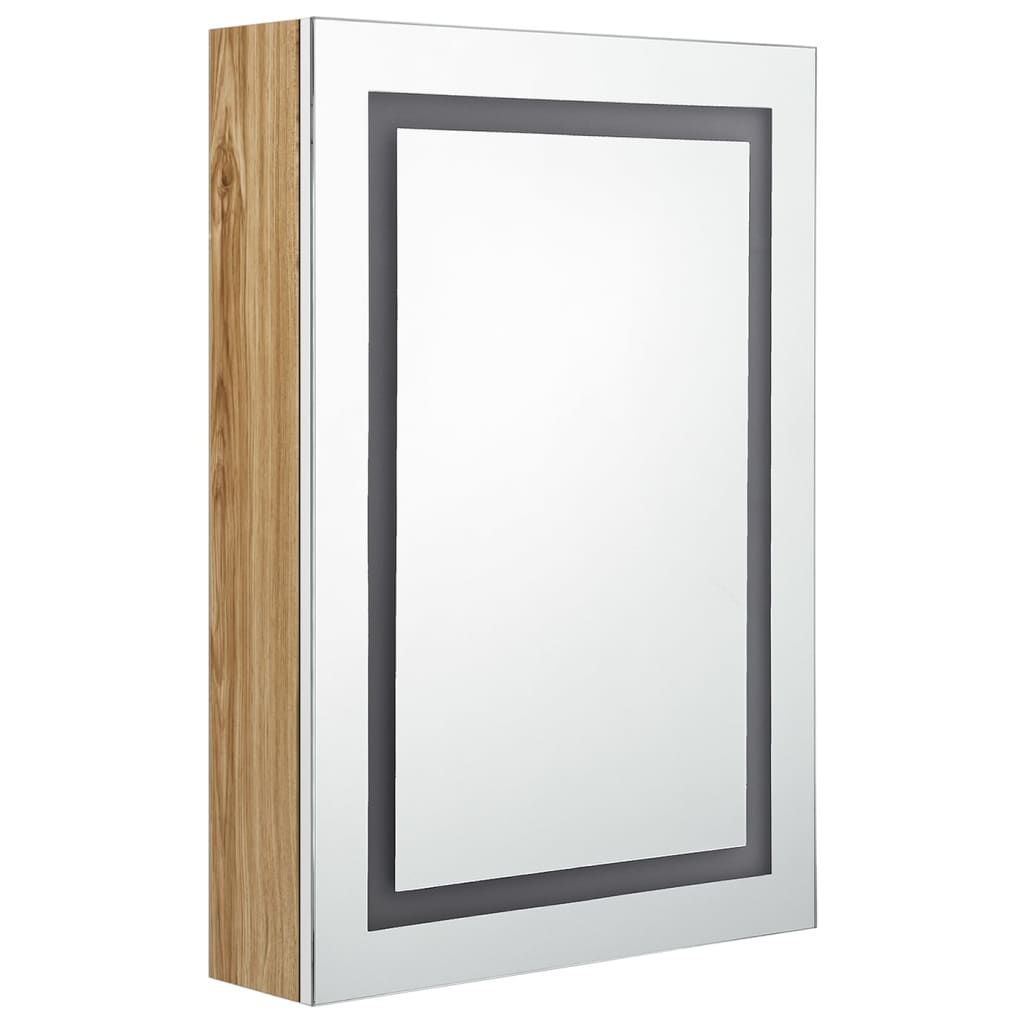 Baderomsspeil LED Speilskap til bad Hvit og Eik 50x13x70 cm