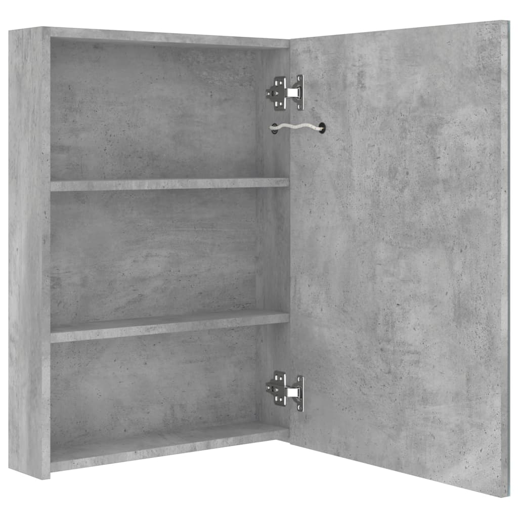 Baderomsspeil LED Speilskap til bad Betonggrå 50x13x70 cm