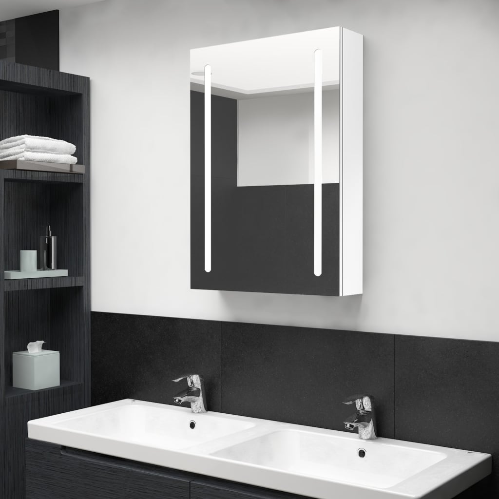 Baderomsspeil LED Speilskap til bad blank Hvit 50x13x70 cm