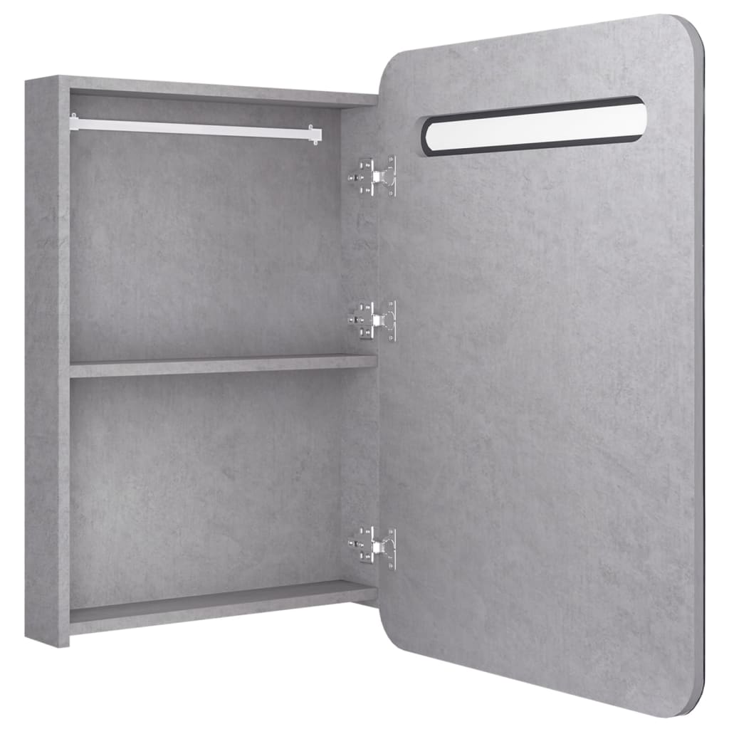 Baderomsspeil LED Speilskap til bad Betonggrå 60x11x80 cm
