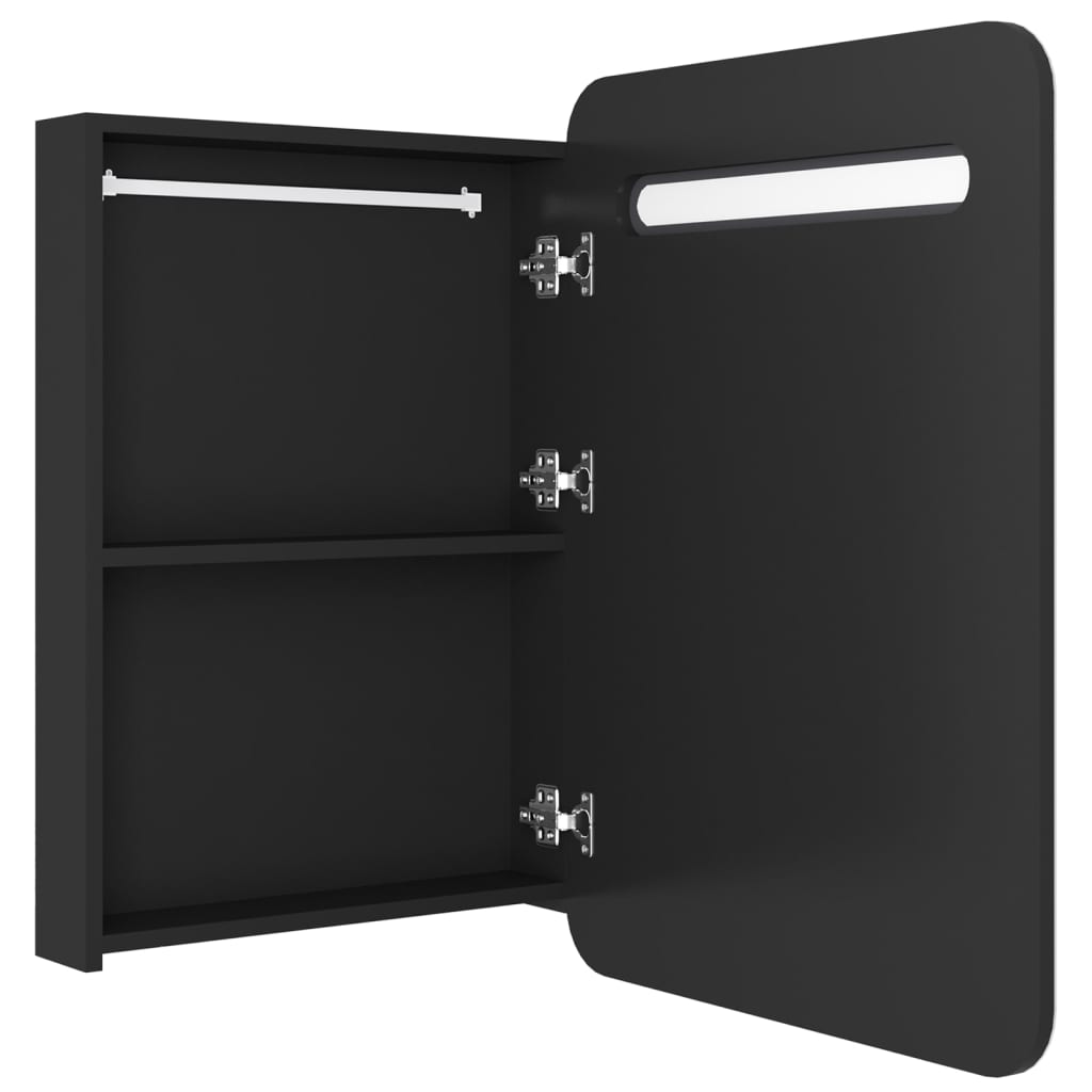 Baderomsspeil LED Speilskap til bad blank Svart 60x11x80 cm