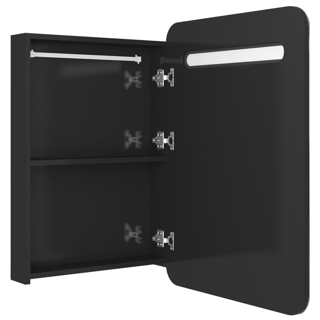 Baderomsspeil LED Speilskap til bad blank Svart 60x11x80 cm