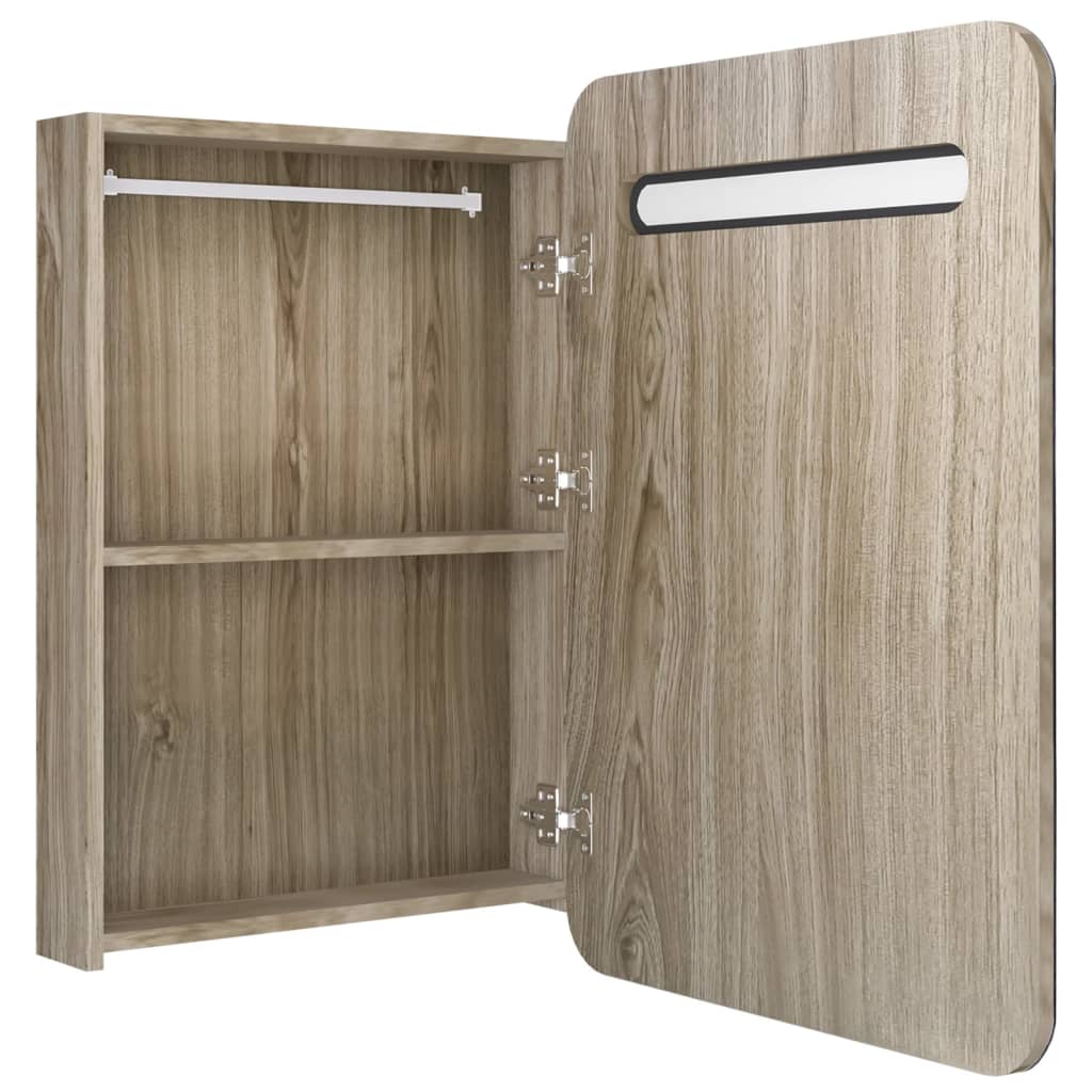 Baderomsspeil LED Speilskap til bad Eik 60x11x80 cm