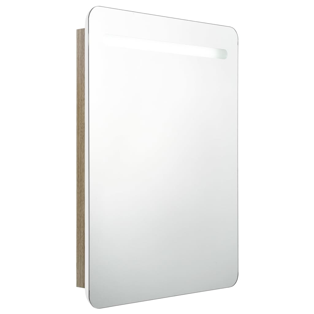 Baderomsspeil LED Speilskap til bad Hvit og Eik 60x11x80 cm
