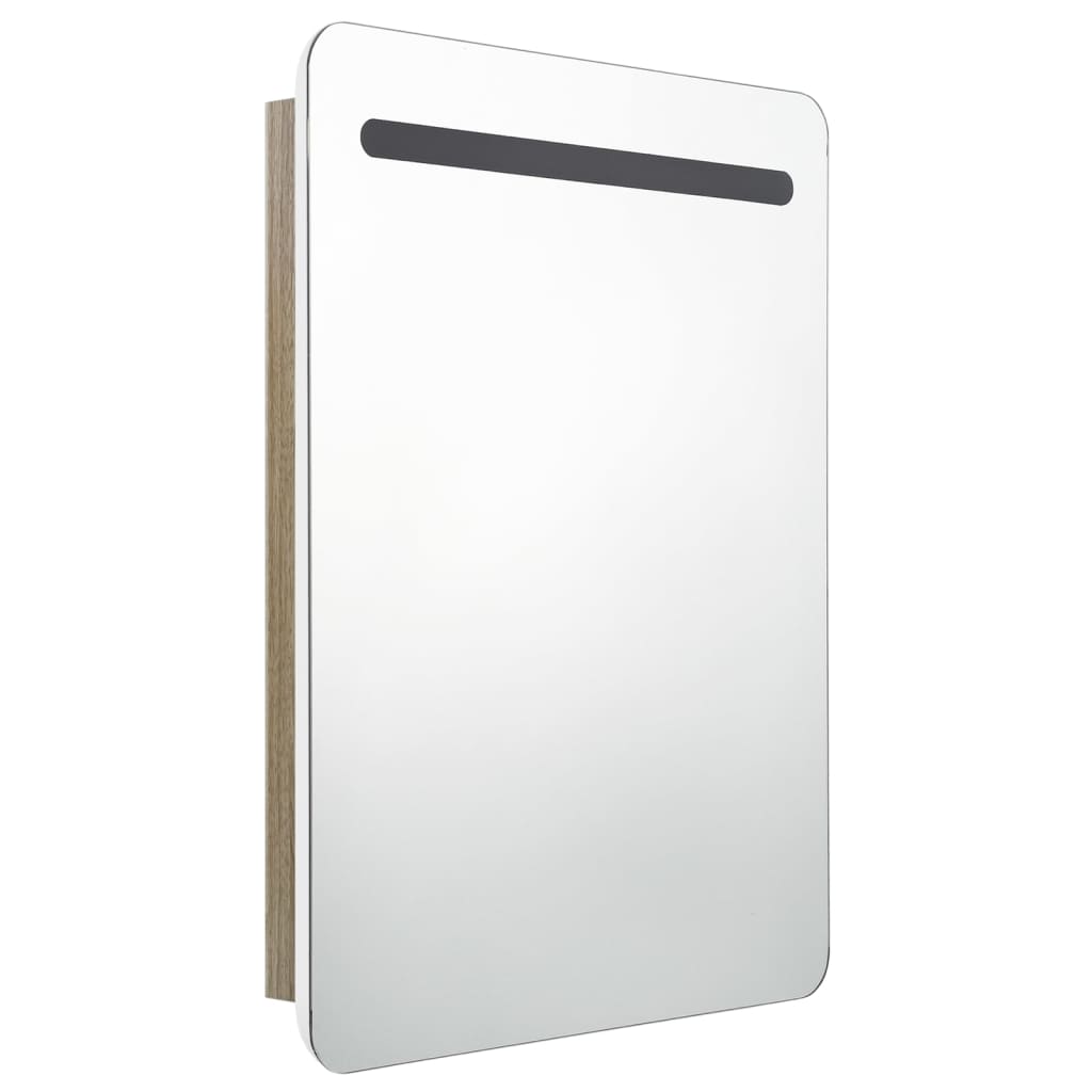 Baderomsspeil LED Speilskap til bad Hvit og Eik 60x11x80 cm