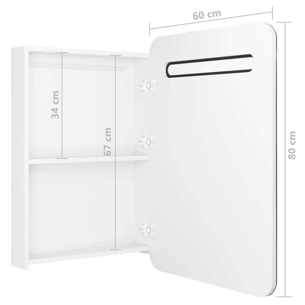 Baderomsspeil LED Speilskap til bad blank Hvit 60x11x80 cm