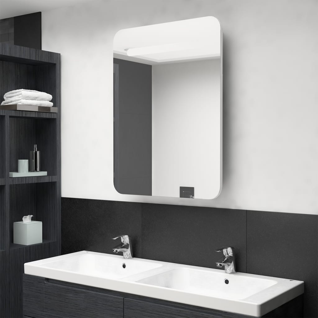Baderomsspeil LED Speilskap til bad blank Hvit 60x11x80 cm