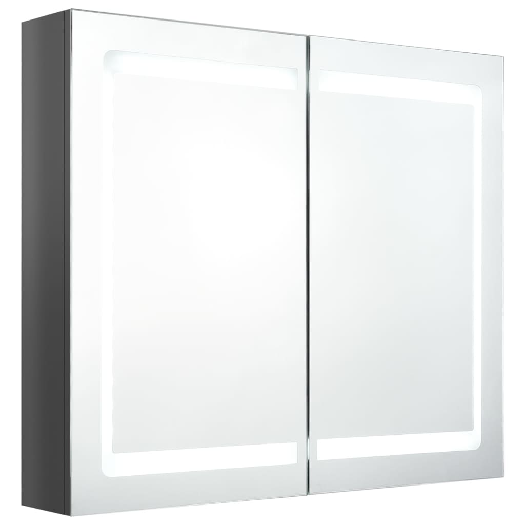 Baderomsspeil LED Speilskap til bad blank Grå 80x12x68 cm
