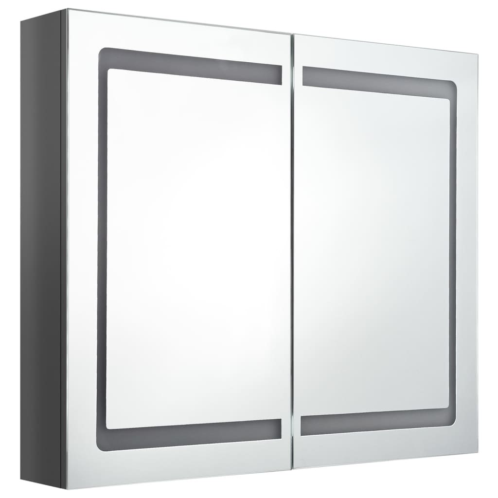 Baderomsspeil LED Speilskap til bad blank Grå 80x12x68 cm