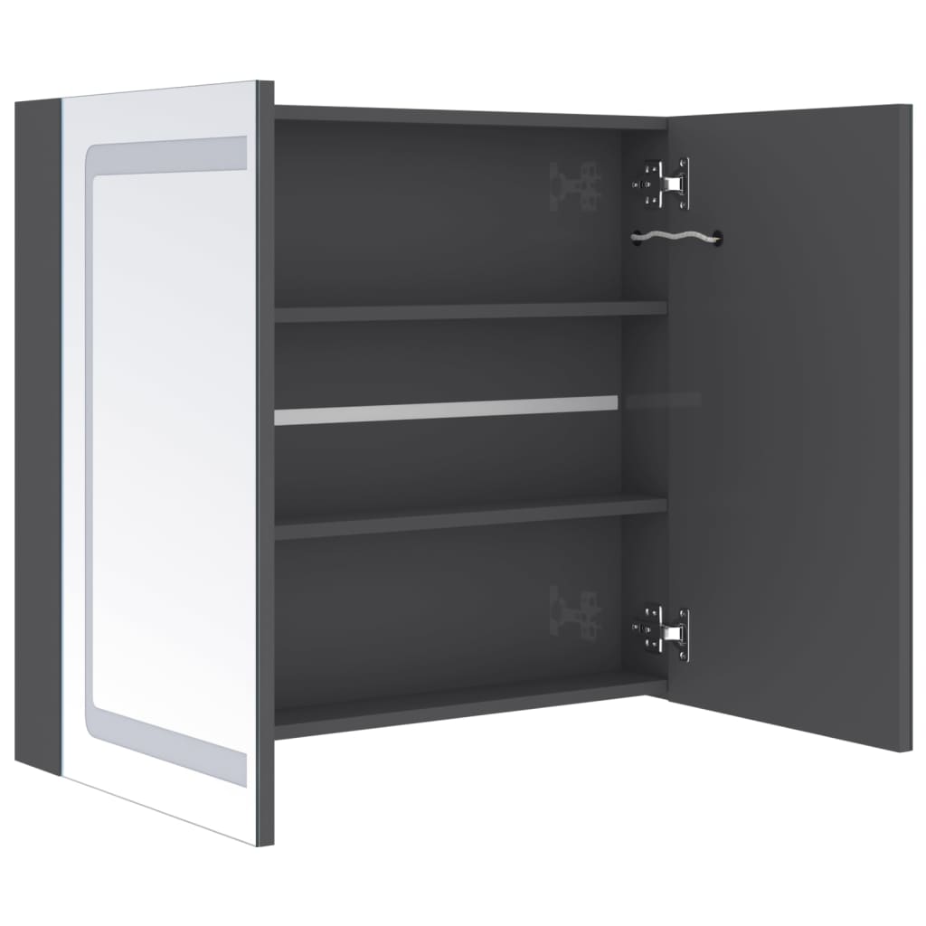 Baderomsspeil LED Speilskap til bad blank Grå 80x12x68 cm