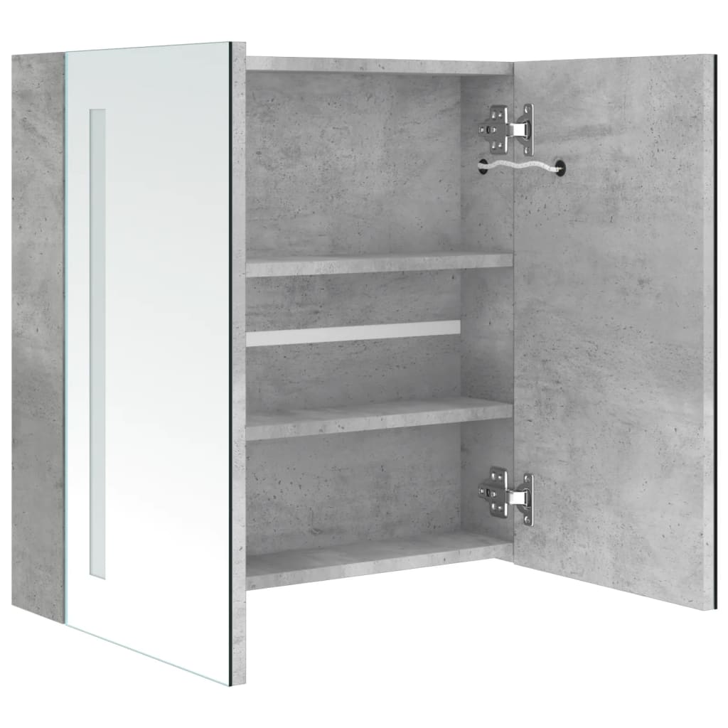 Baderomsspeil LED Speilskap til bad Betonggrå 62x14x60 cm