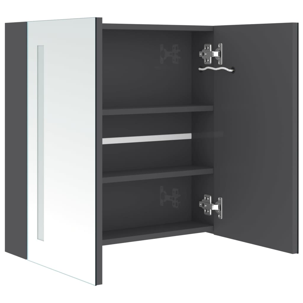 Baderomsspeil LED Speilskap til bad blank Grå 62x14x60 cm