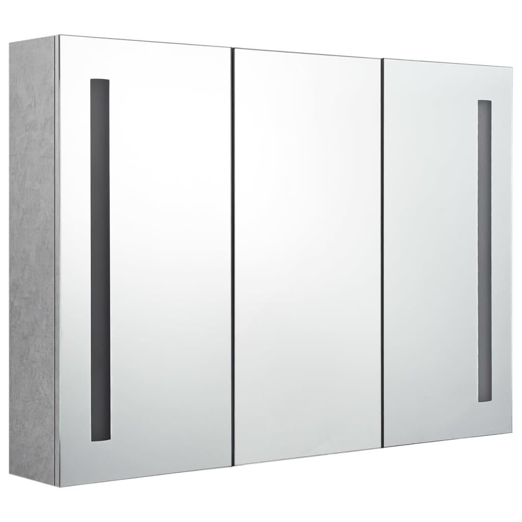 Baderomsspeil LED Speilskap til bad Betonggrå 89x14x62 cm