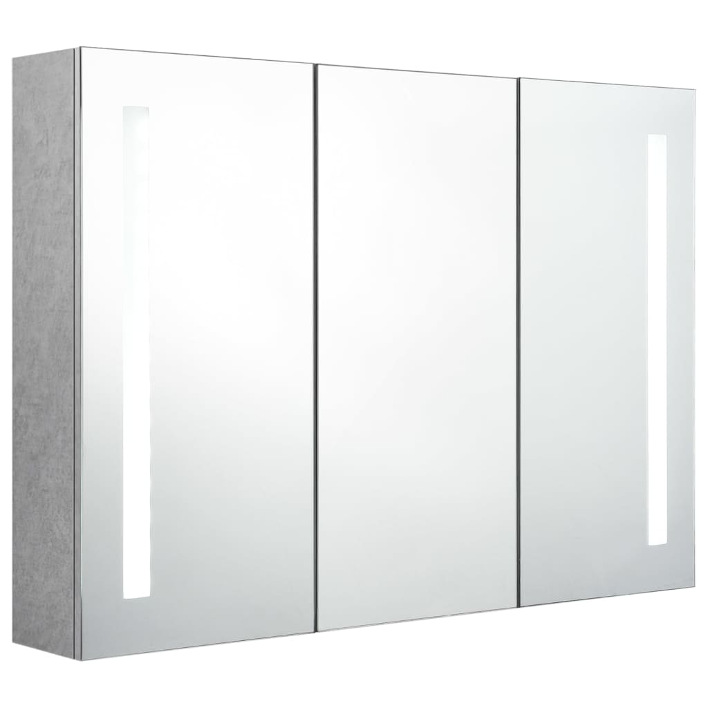 Baderomsspeil LED Speilskap til bad Betonggrå 89x14x62 cm