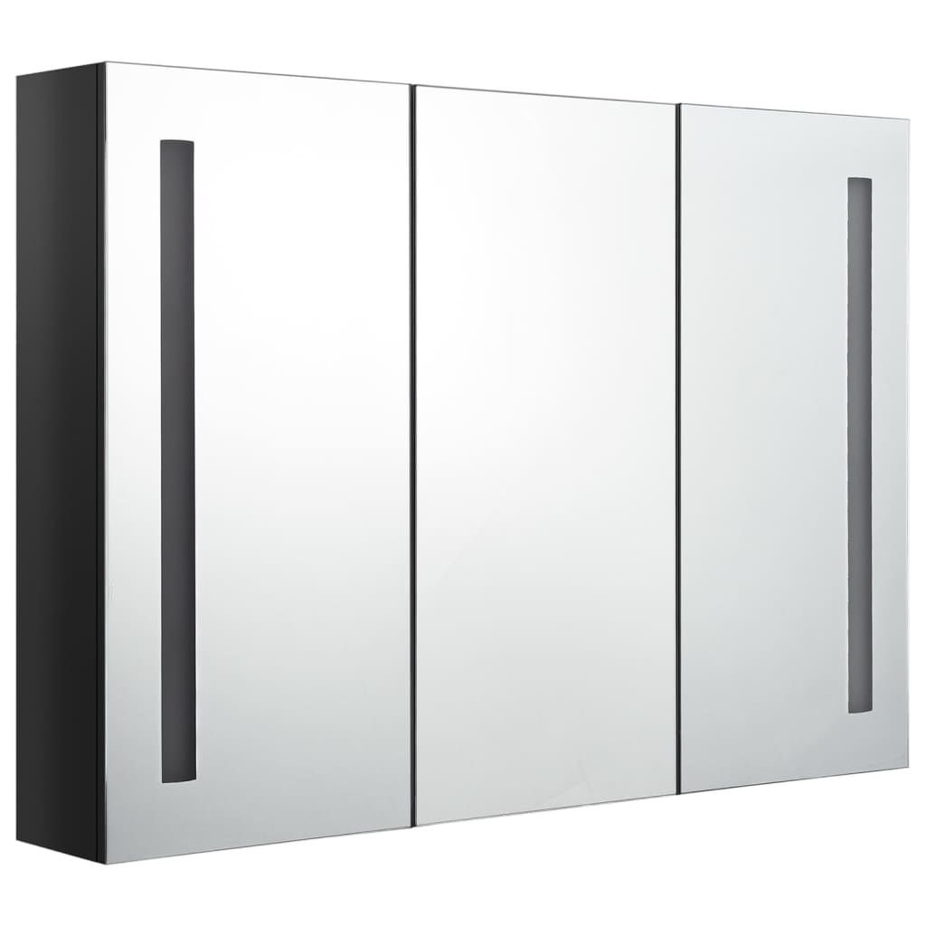 Baderomsspeil LED Speilskap til bad 89x14x62 cm skinnende Svart