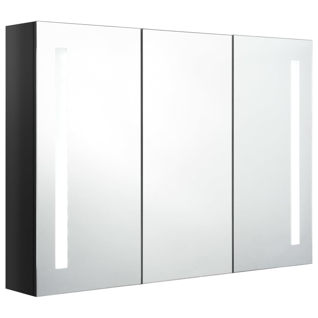 Baderomsspeil LED Speilskap til bad 89x14x62 cm skinnende Svart