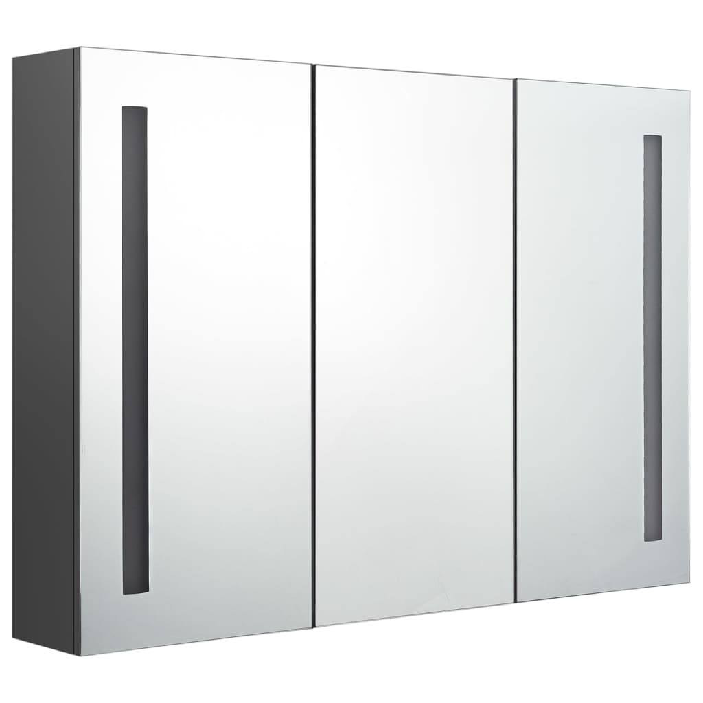 Baderomsspeil LED Speilskap til bad 89x14x62 cm grå