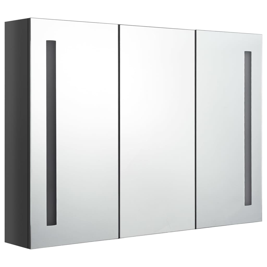 Baderomsspeil LED Speilskap til bad 89x14x62 cm skinnende grå