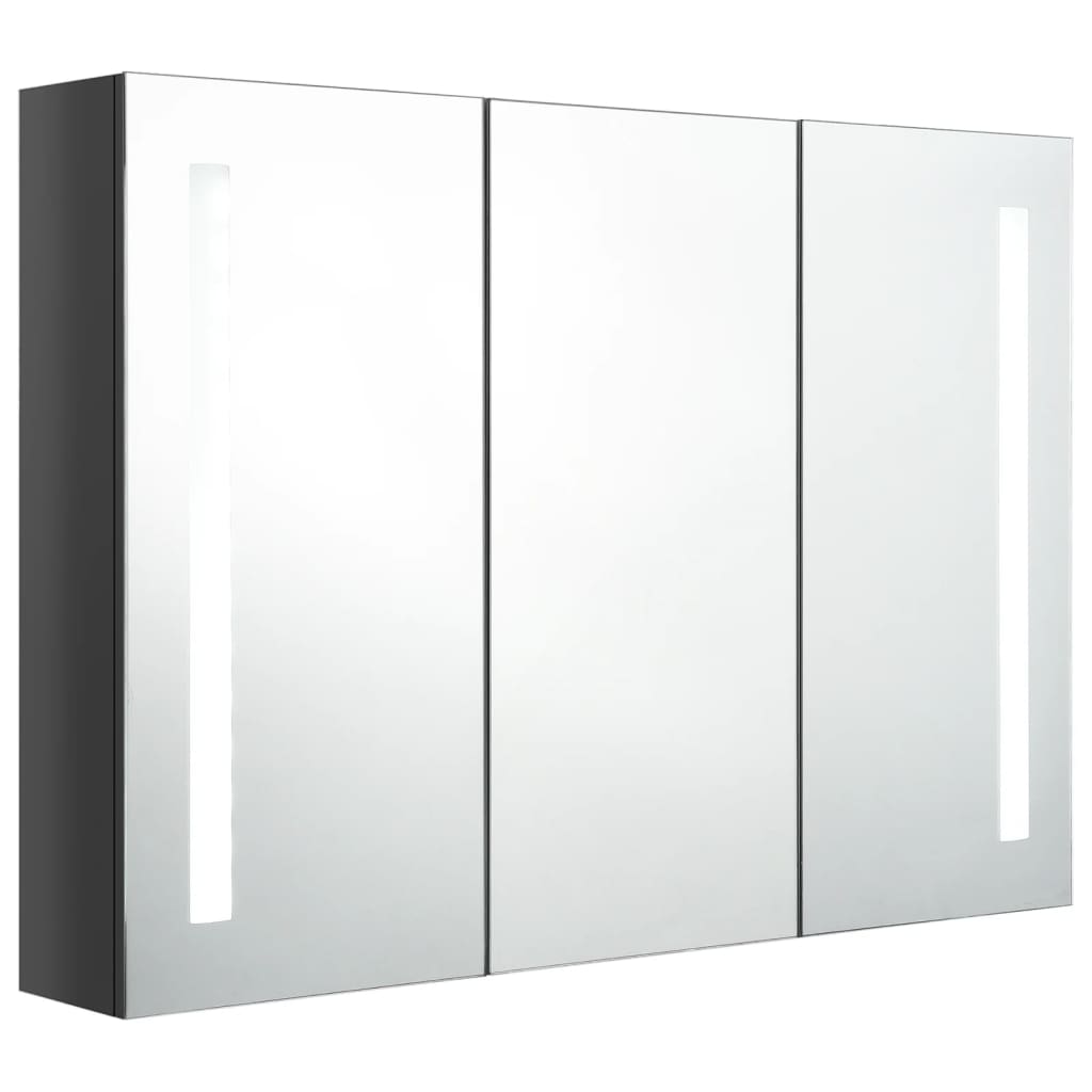 Baderomsspeil LED Speilskap til bad 89x14x62 cm skinnende grå