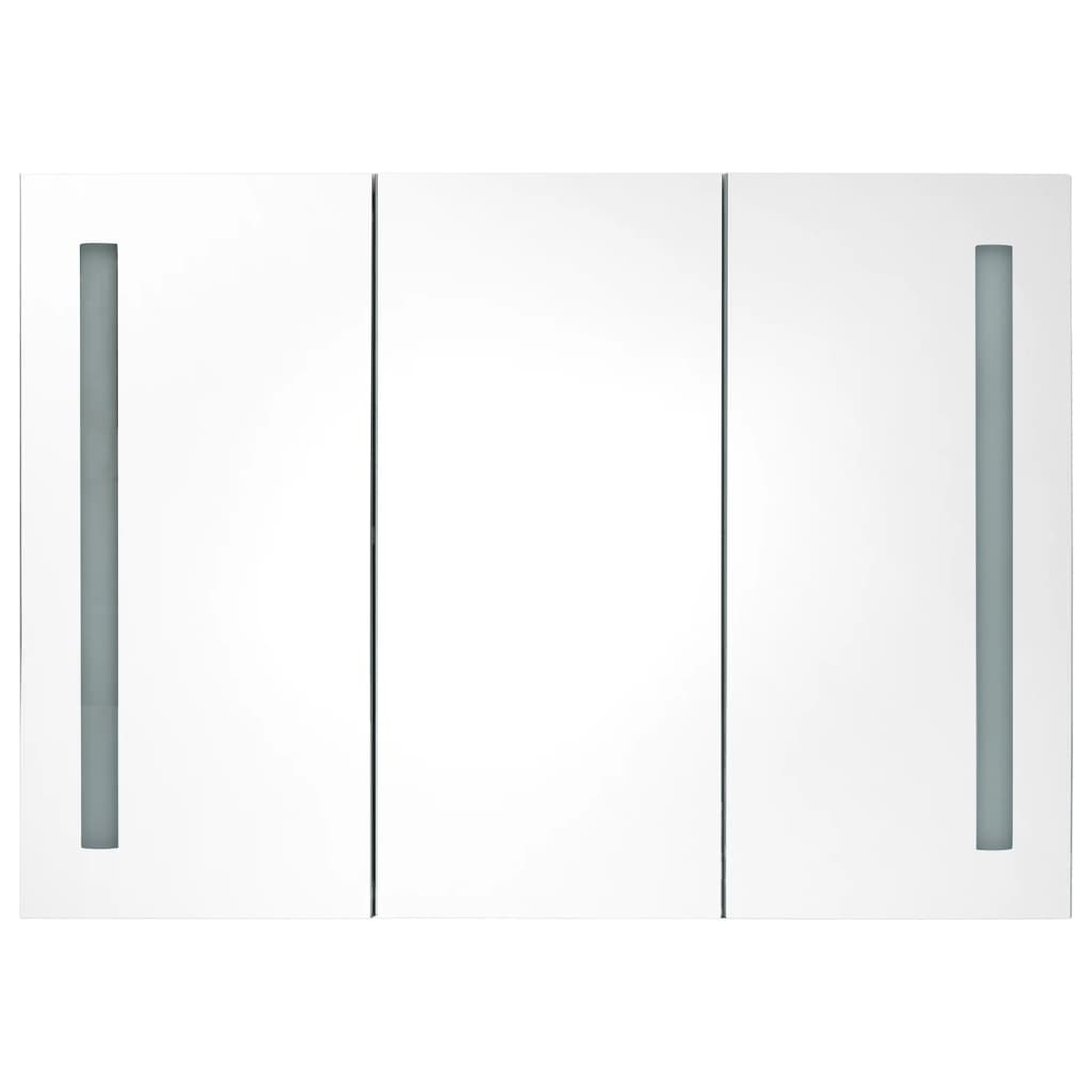 Baderomsspeil LED Speilskap til bad 89x14x62 cm Hvit og Eik