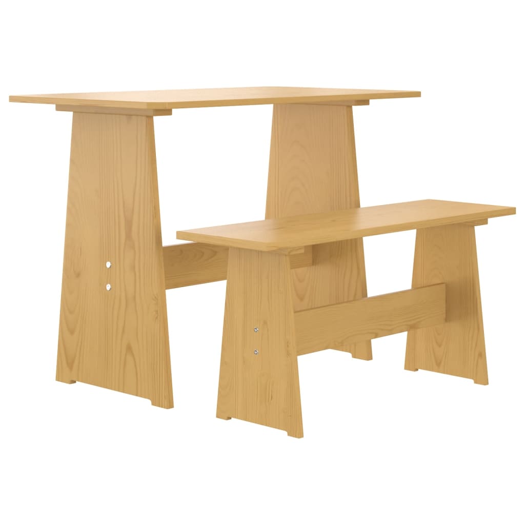 Spisebord med benk REINE honningbrun heltre furu