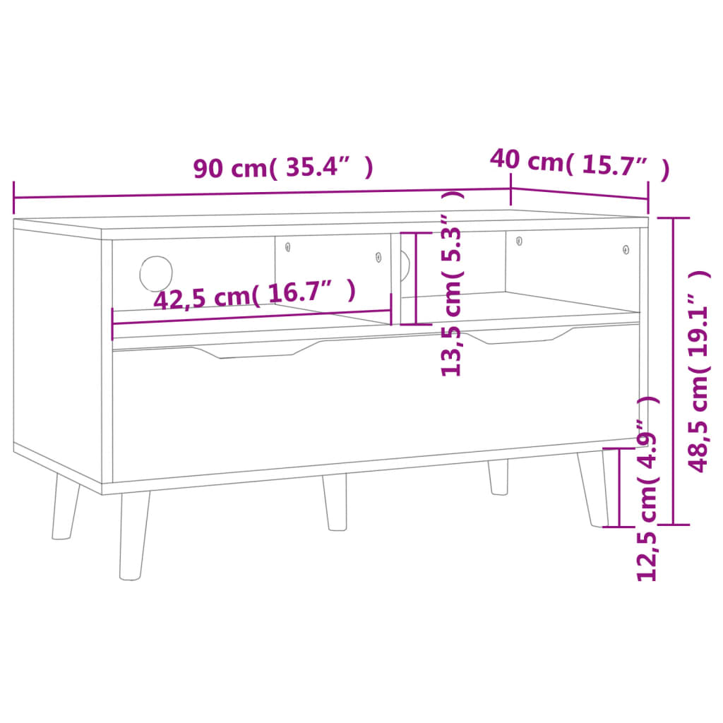 TV-Møbel Høyglans Svart Tv-benk 90x40x48,5 cm