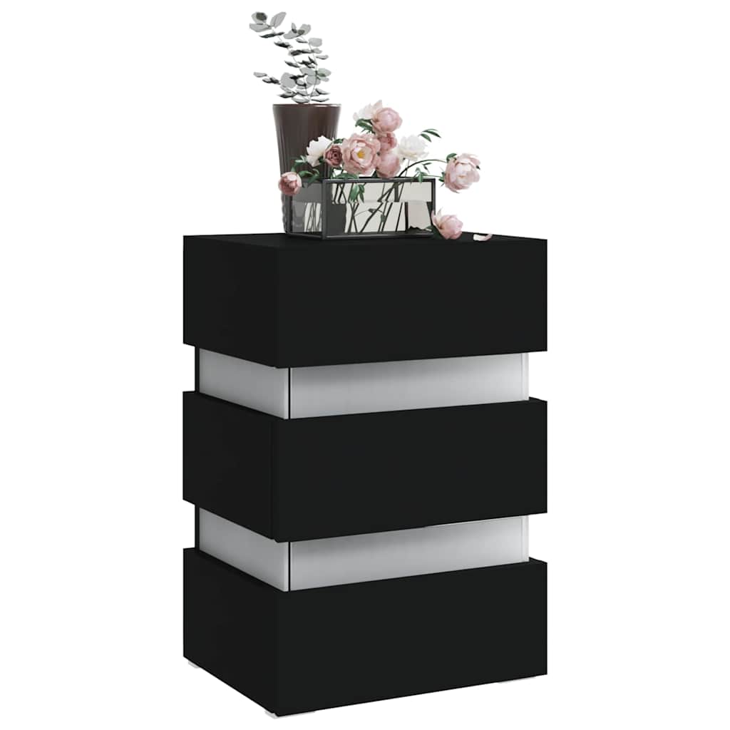 Nattbord Sengbord Svart LED-nattbord 45x35x67 cm