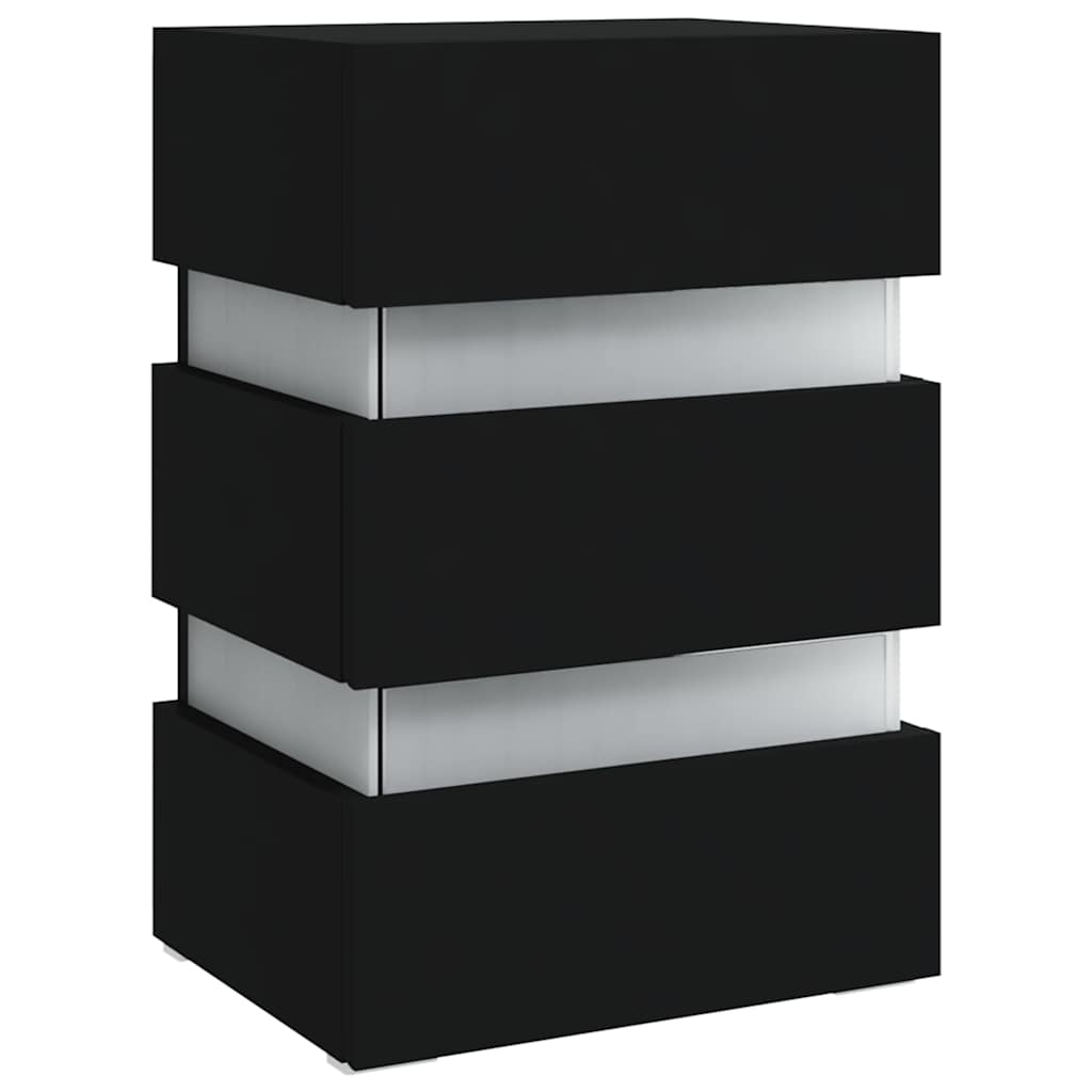 Nattbord Sengbord Svart LED-nattbord 45x35x67 cm