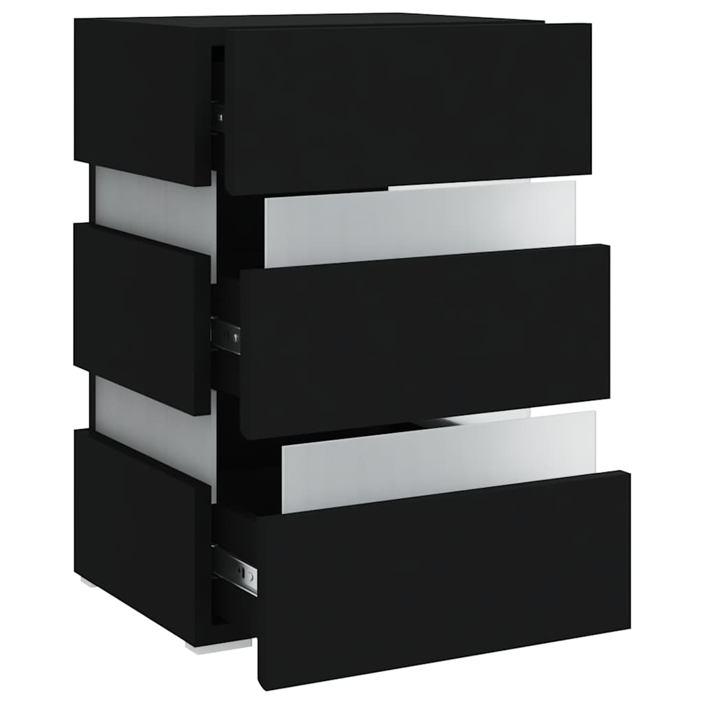 Nattbord Sengbord Svart LED-nattbord 45x35x67 cm