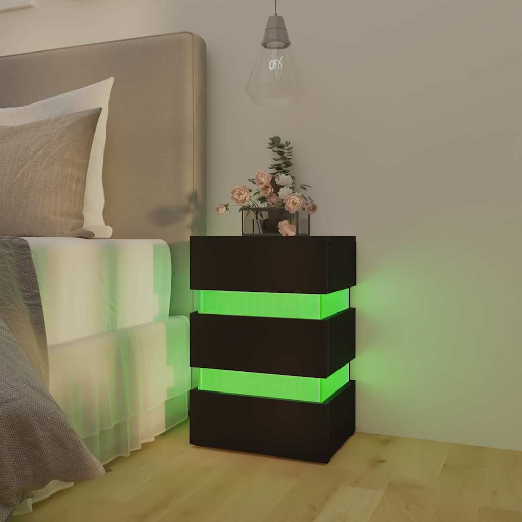 Nattbord Sengbord Svart LED-nattbord 45x35x67 cm