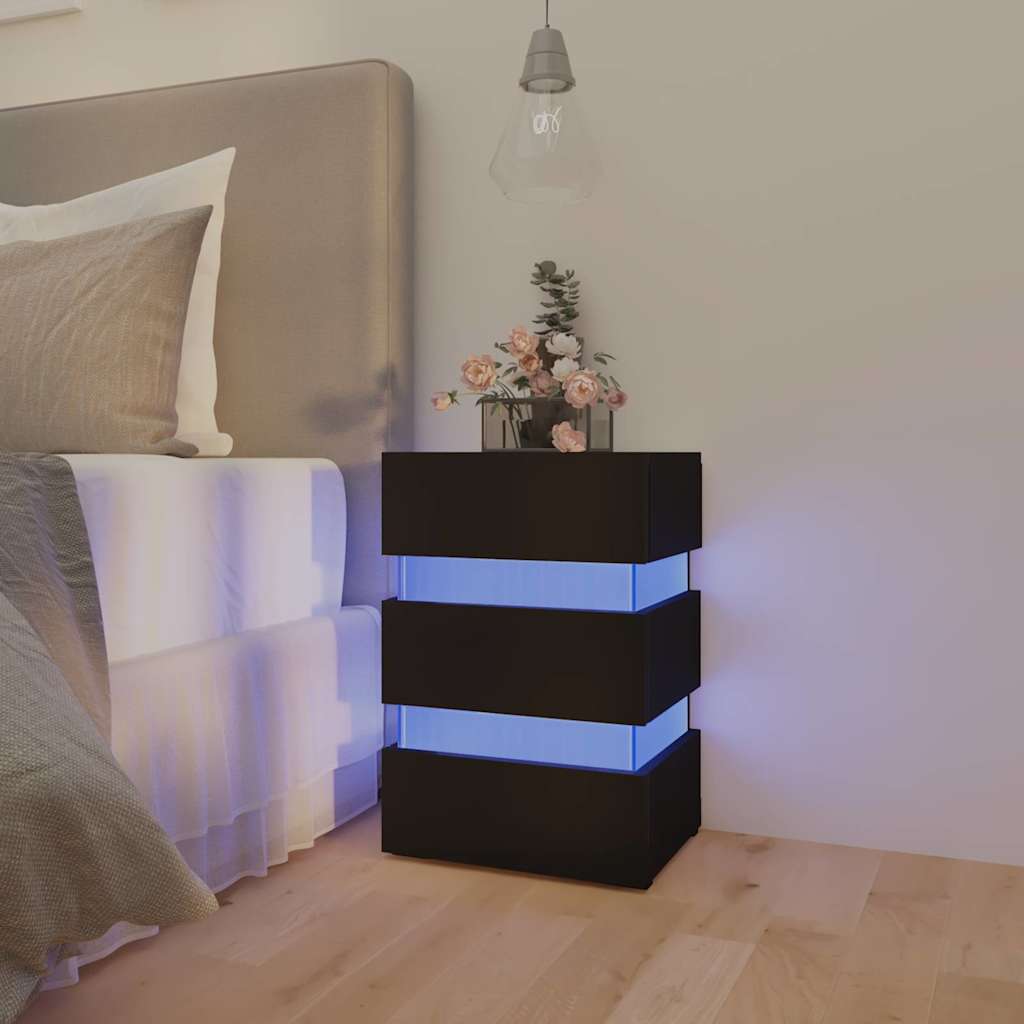 Nattbord Sengbord Svart LED-nattbord 45x35x67 cm
