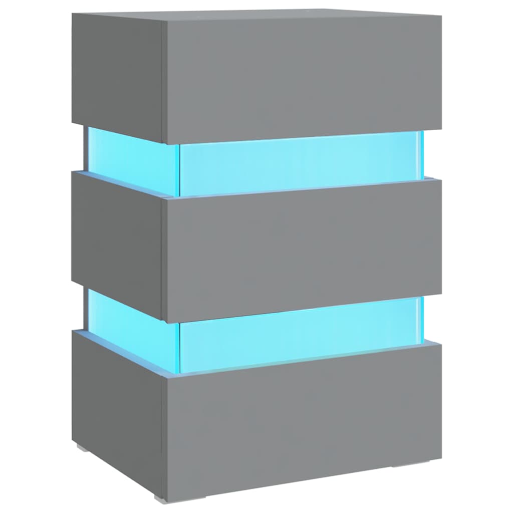 Nattbord Sengbord Grå LED-nattbord Grå 45x35x67 cm