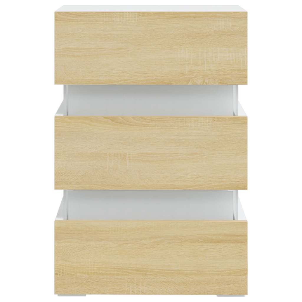 Nattbord Sengbord Hvit LED-nattbord 45x35x67 cm