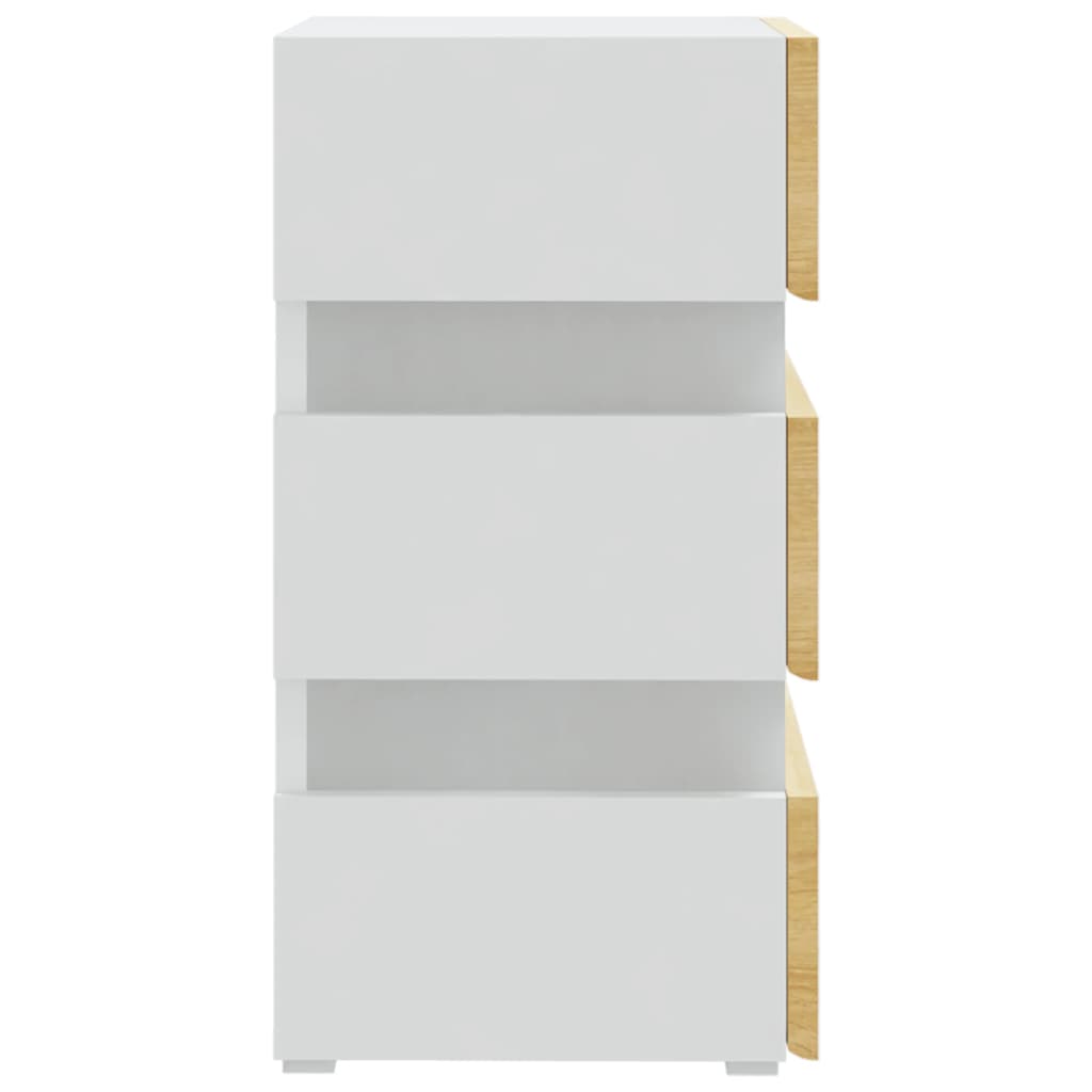 Nattbord Sengbord Hvit LED-nattbord 45x35x67 cm