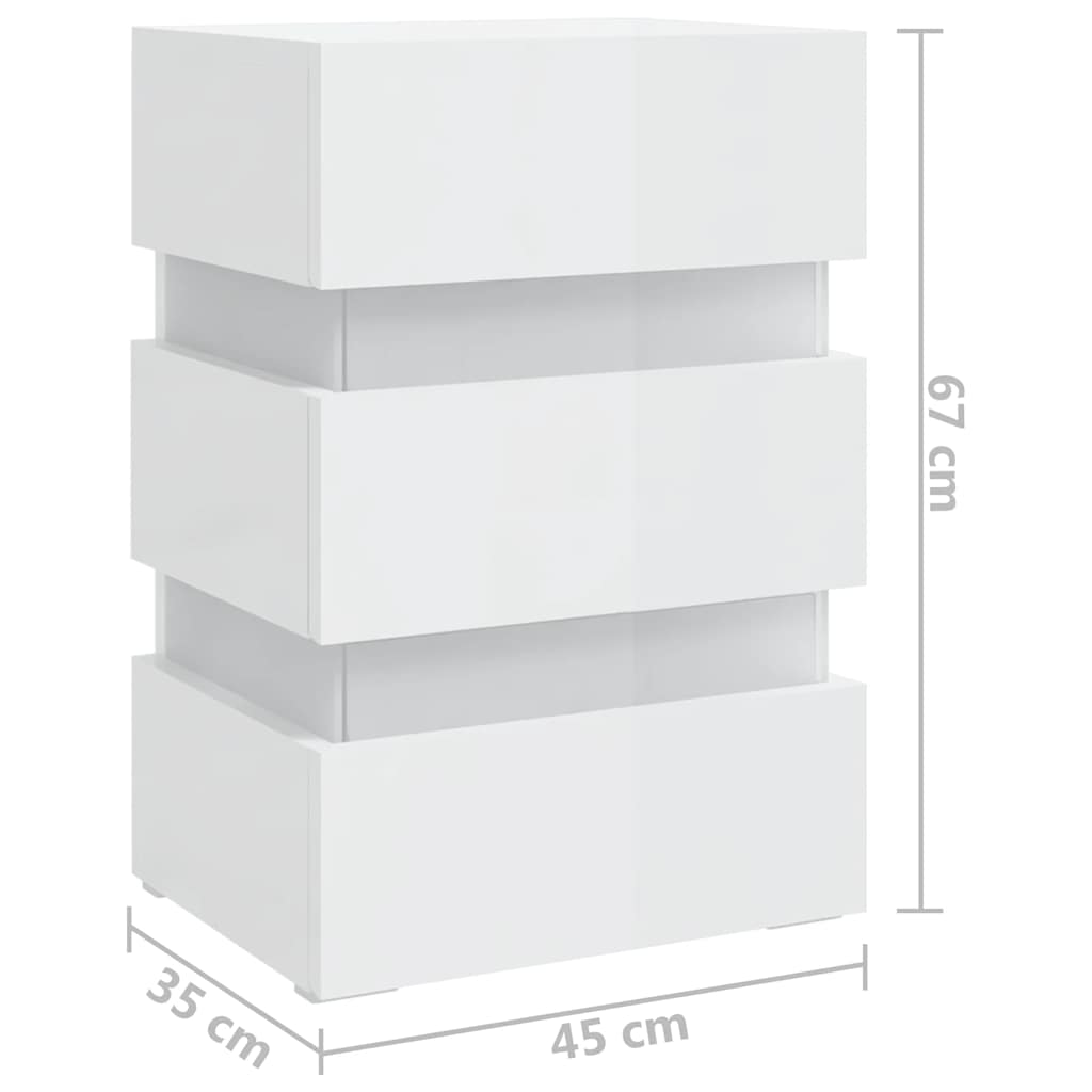 Nattbord Sengbord Høyglans Hvit 45x35x67 cm