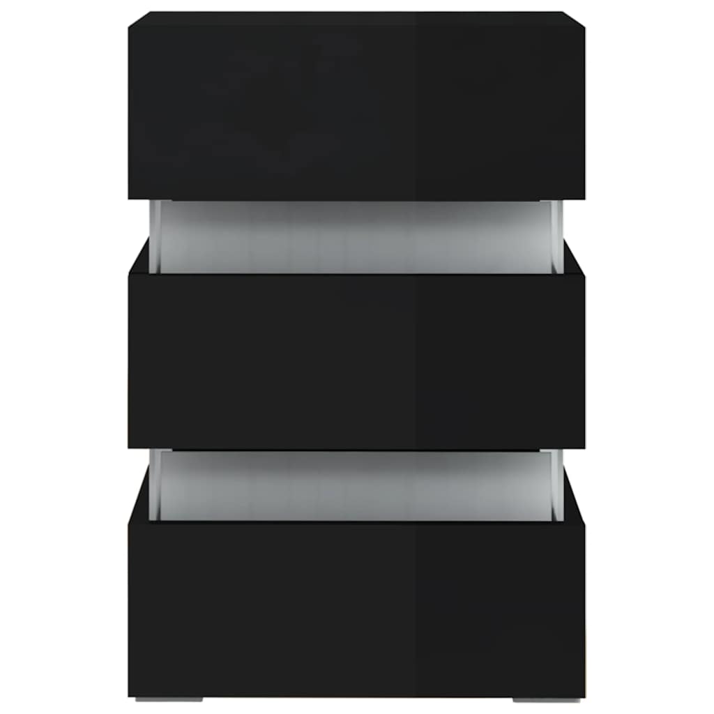 Nattbord Sengbord Høyglans Svart LED-nattbord 45x35x67 cm