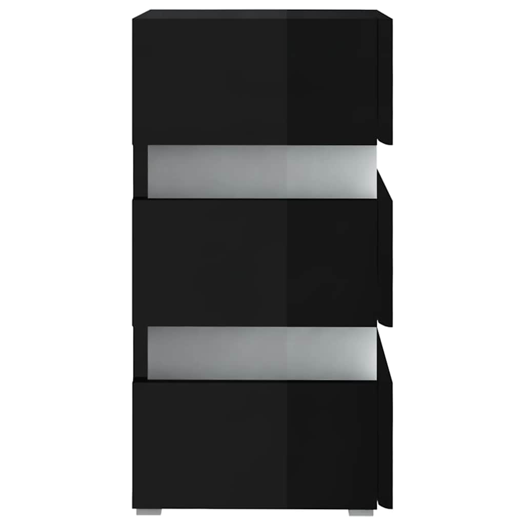 Nattbord Sengbord Høyglans Svart LED-nattbord 45x35x67 cm