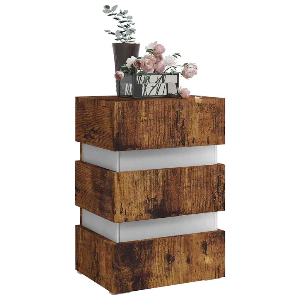 Nattbord Sengbord Røkt Eik LED-nattbord 45x35x67 cm