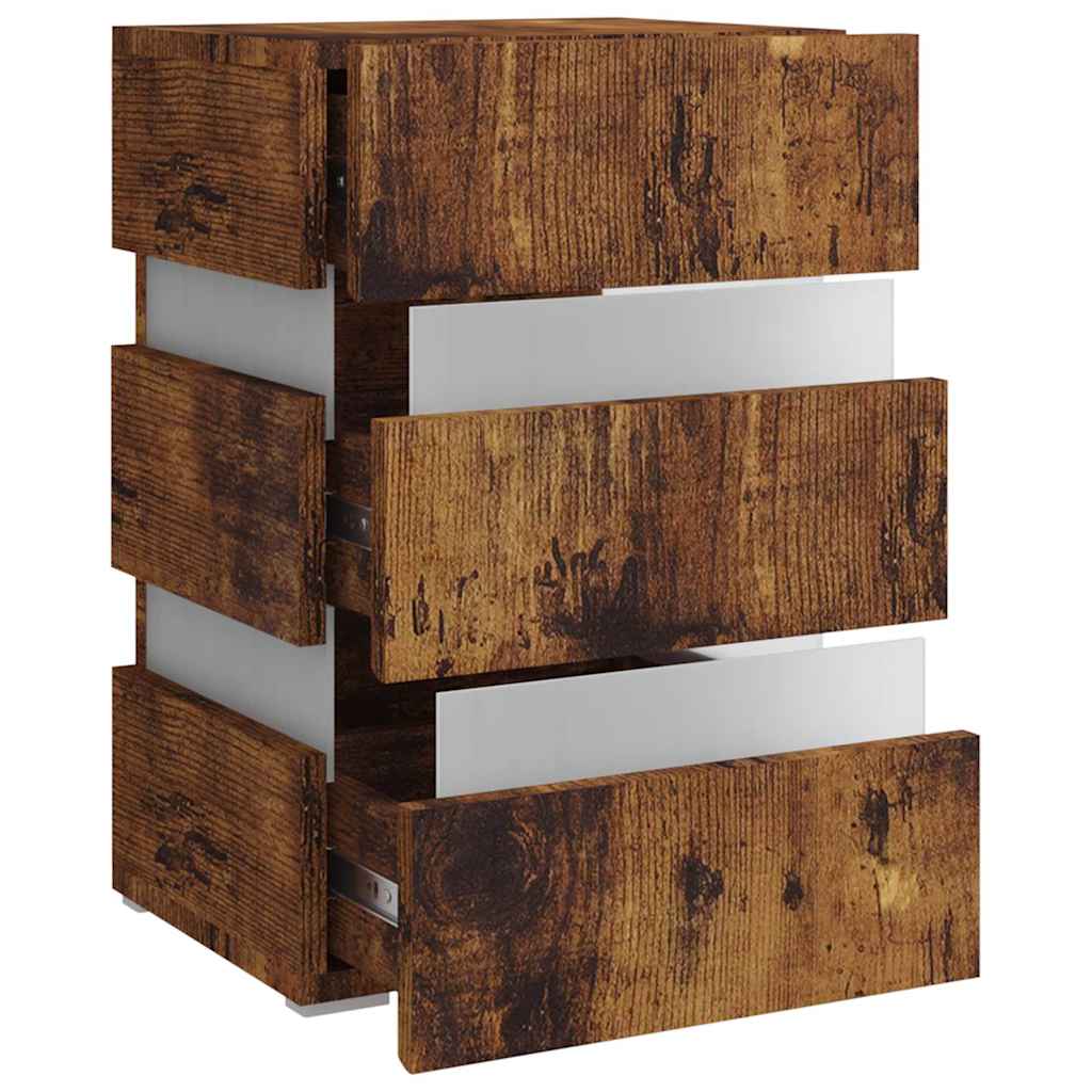 Nattbord Sengbord Røkt Eik LED-nattbord 45x35x67 cm