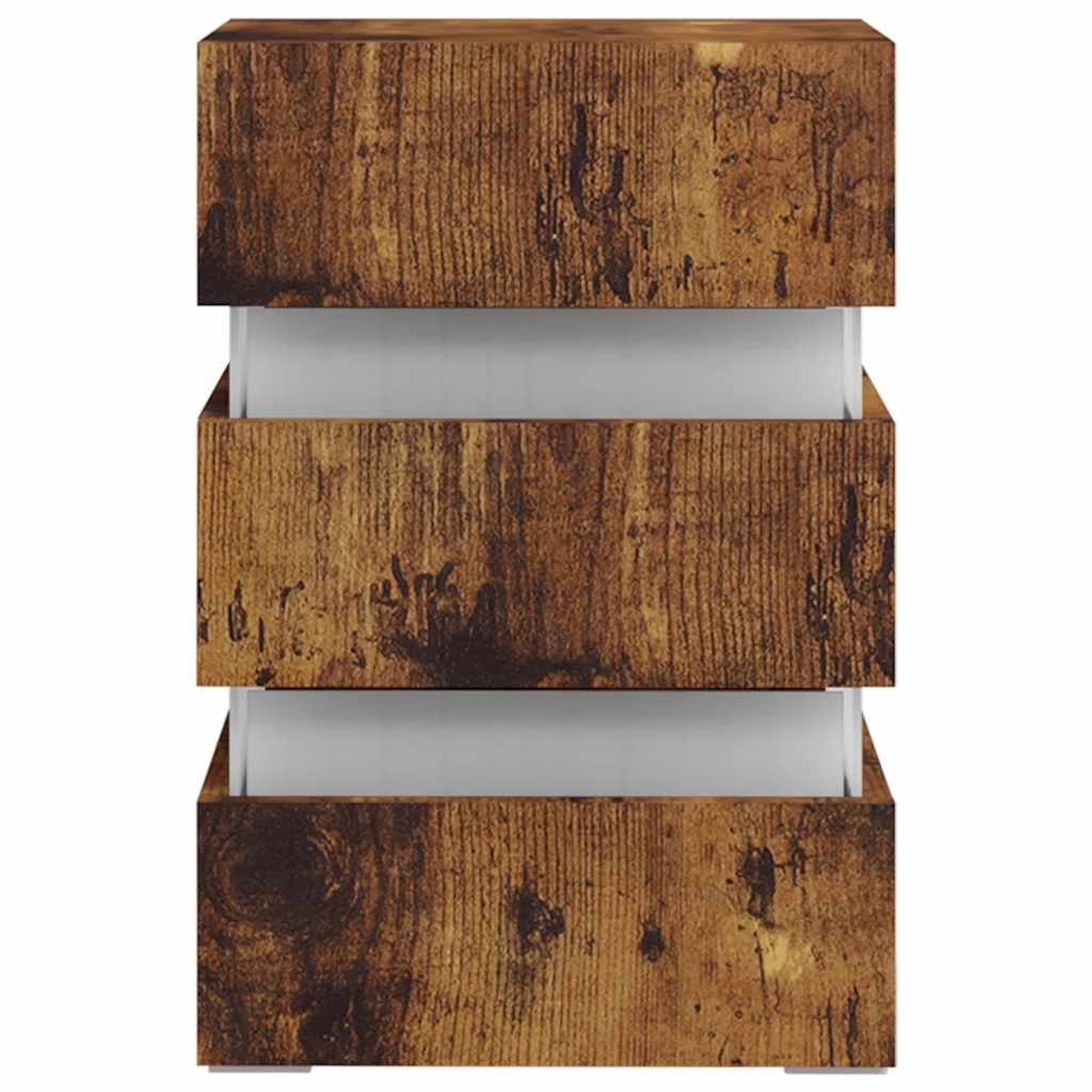 Nattbord Sengbord Røkt Eik LED-nattbord 45x35x67 cm