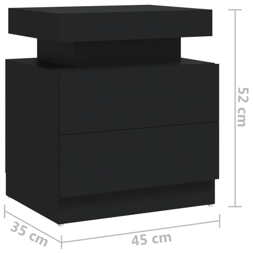 Nattbord Sengbord Svart 45x35x52 cm