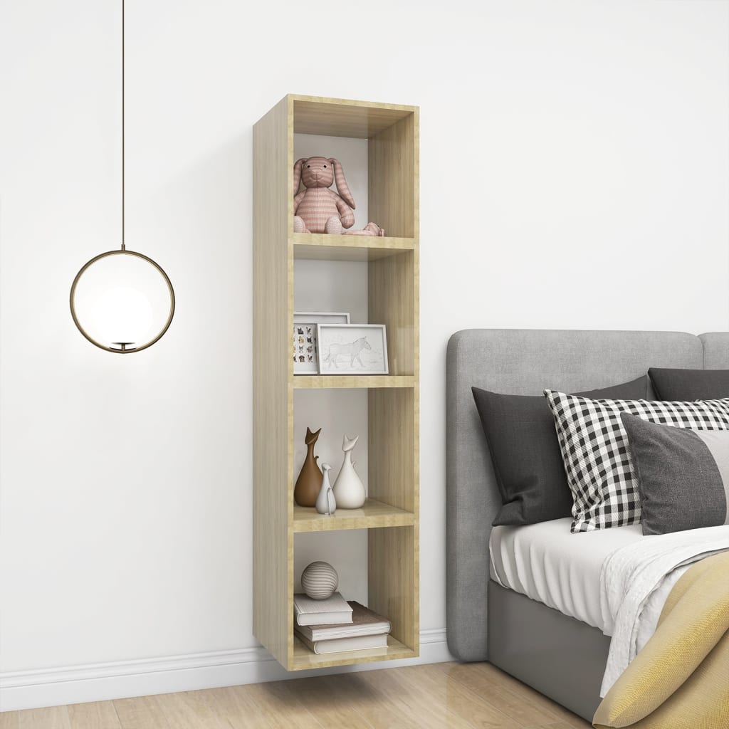 Veggskap 4 stk 37x37x37 cm konstruert tre hvit og sonoma eik