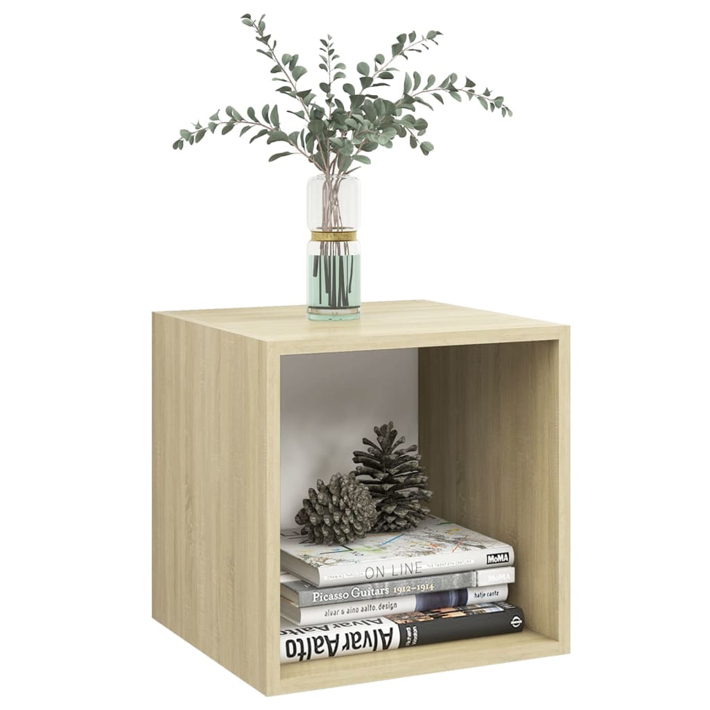 Veggskap 4 stk 37x37x37 cm konstruert tre hvit og sonoma eik
