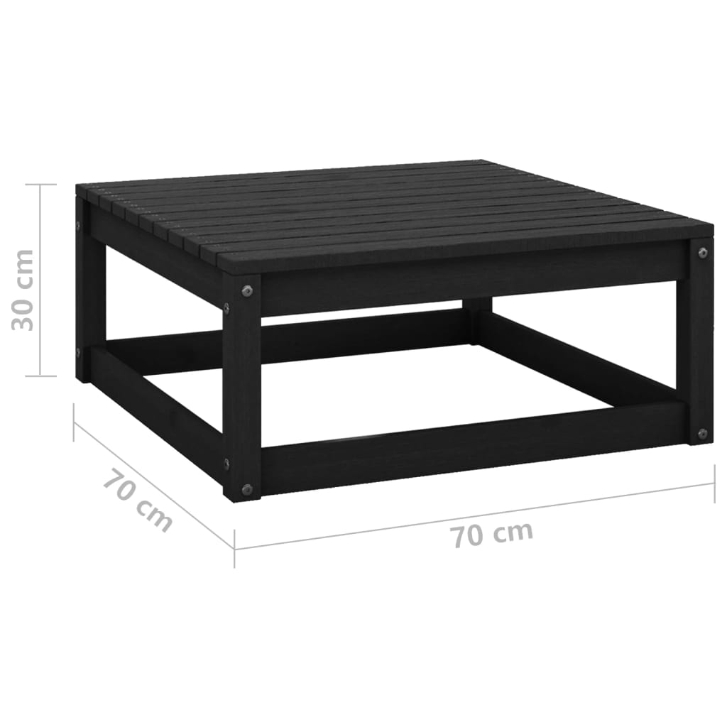 Fotskammel til hage 70x70x30 cm svart heltre furu