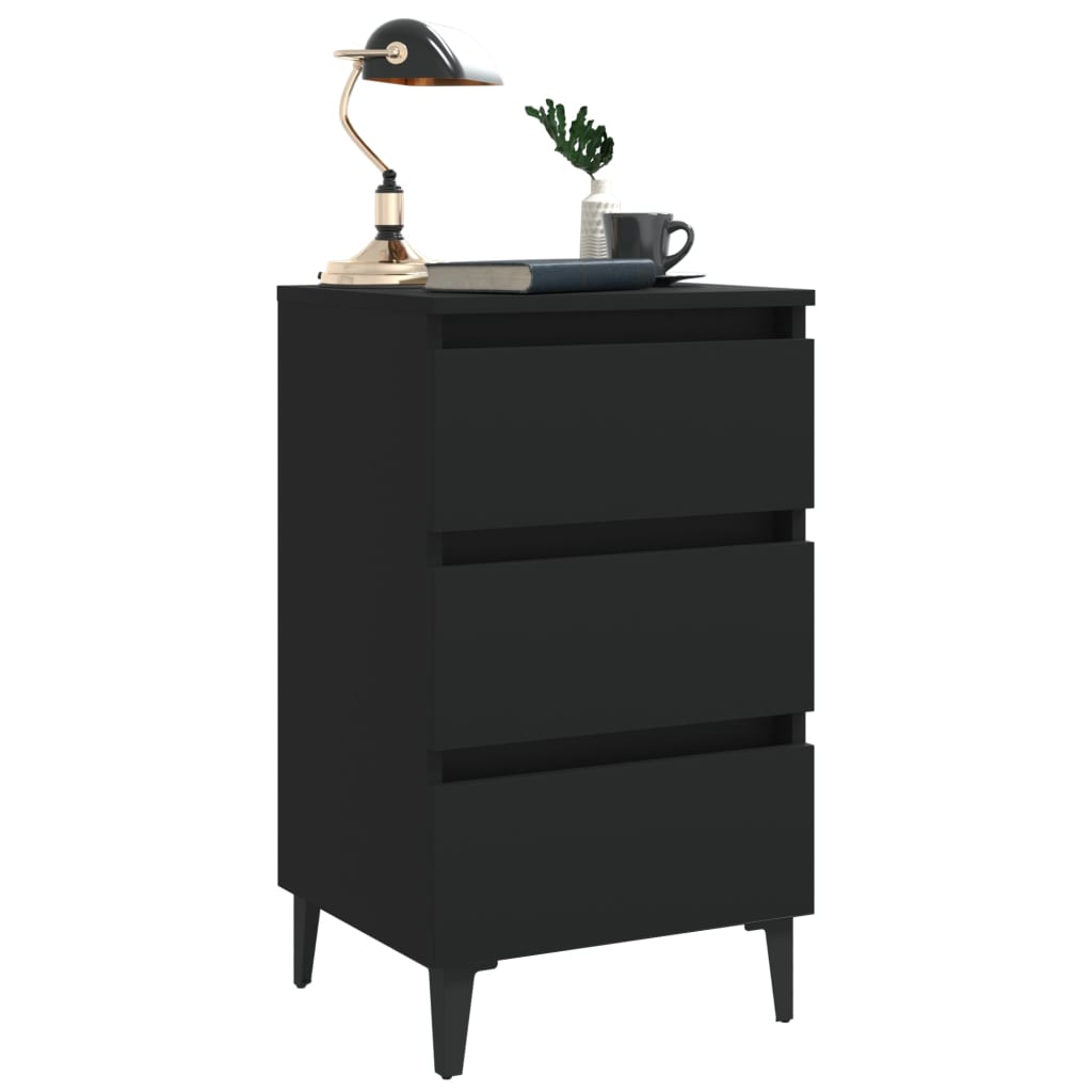 Nattbord Sengbord Svart med metallben 40x35x69 cm
