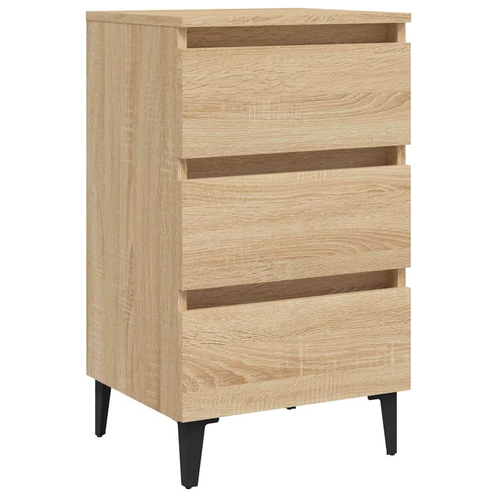 Nattbord Sengbord Sonoma Eik med metallben 40x35x69 cm