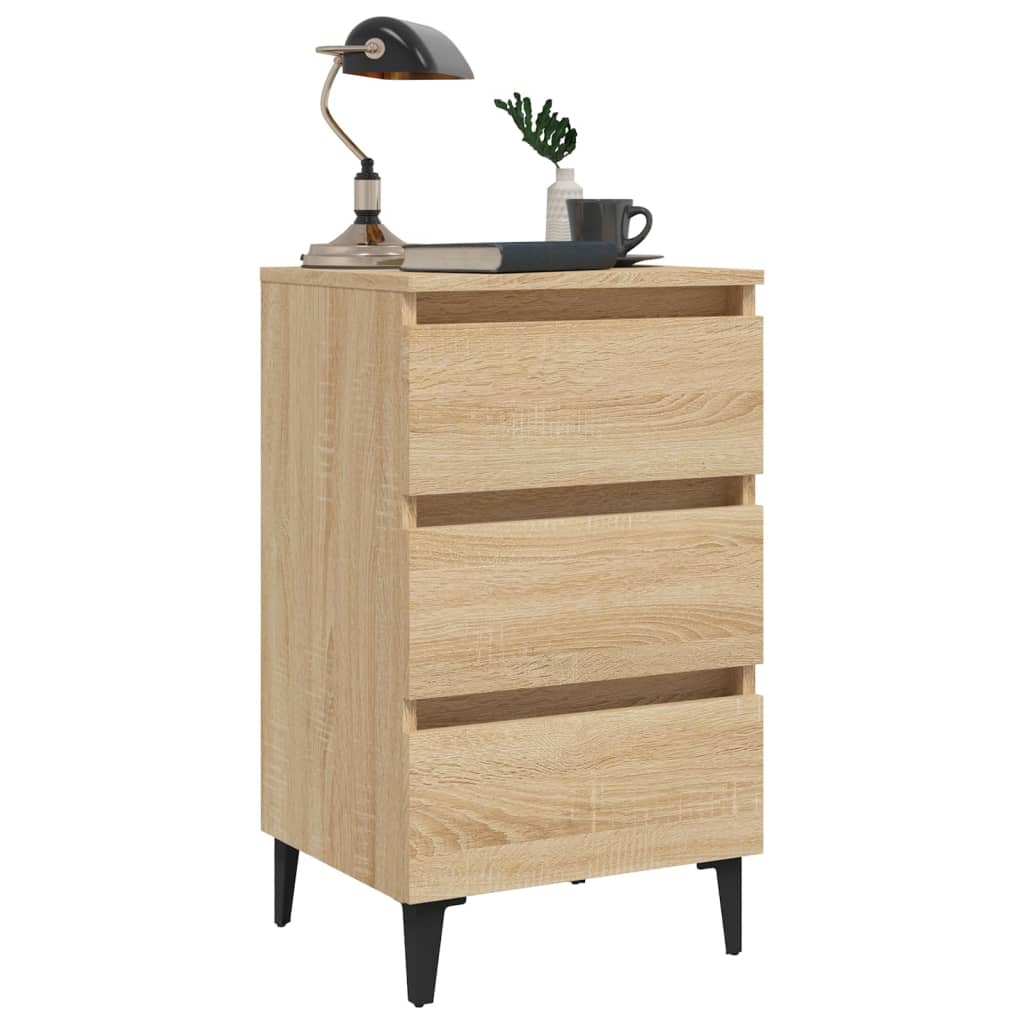Nattbord Sengbord Sonoma Eik med metallben 40x35x69 cm