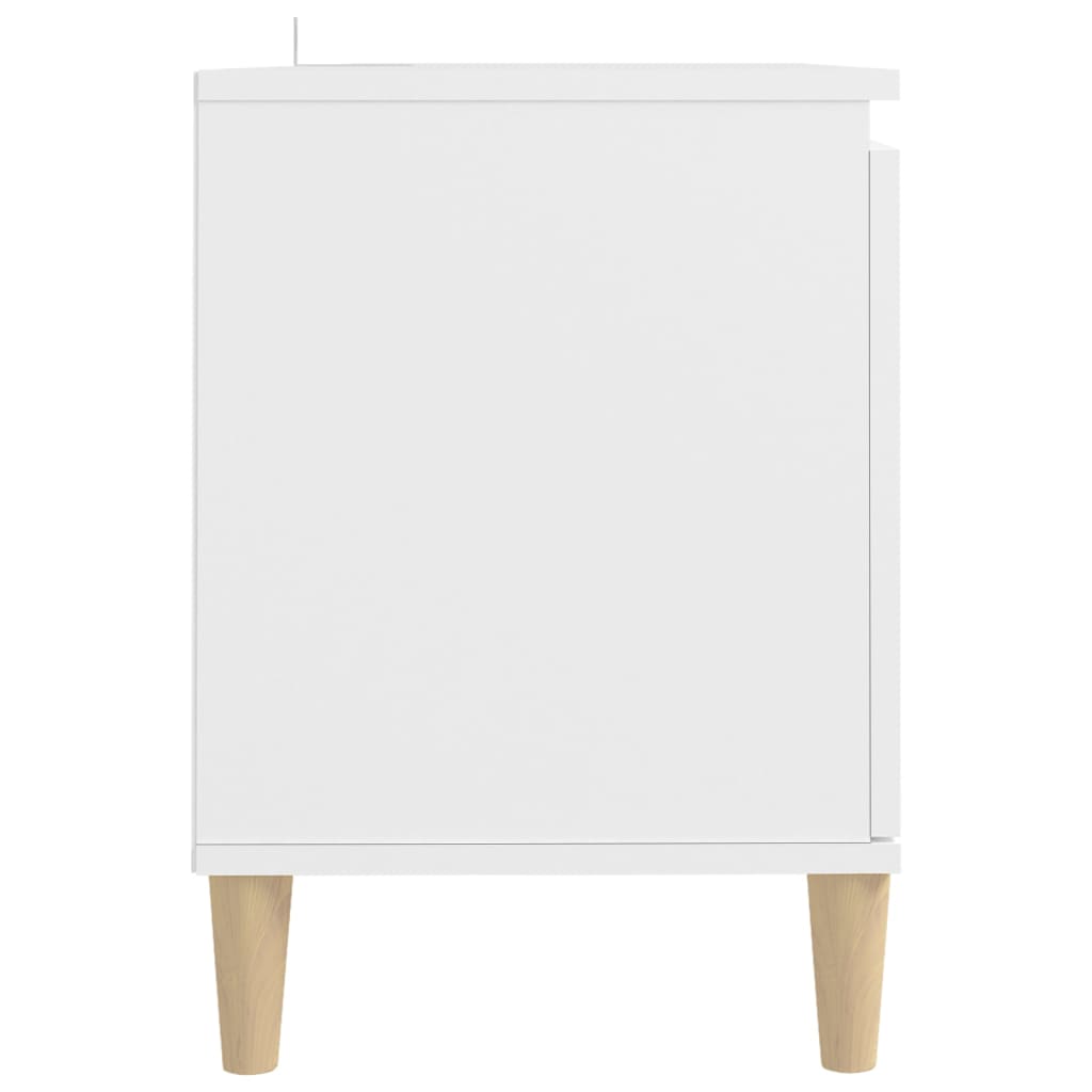 TV-Møbel Hvit TV-benk med ben i heltre 103,5x35x50 cm