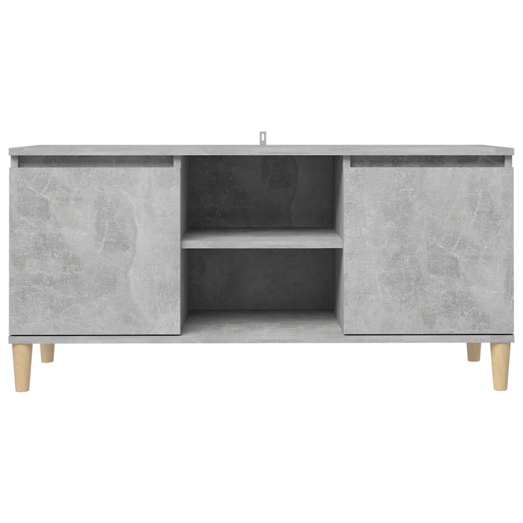 TV-Møbel Betonggrå TV-benk med ben i heltre 103,5x35x50 cm